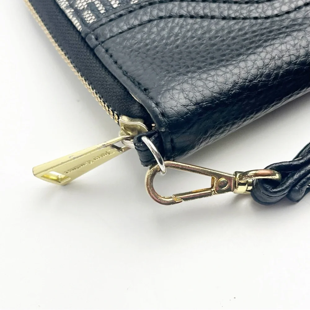 JUICY COUTURE Black Gray Signature Logo Zip Closure Wristlet Wallet Card Holder